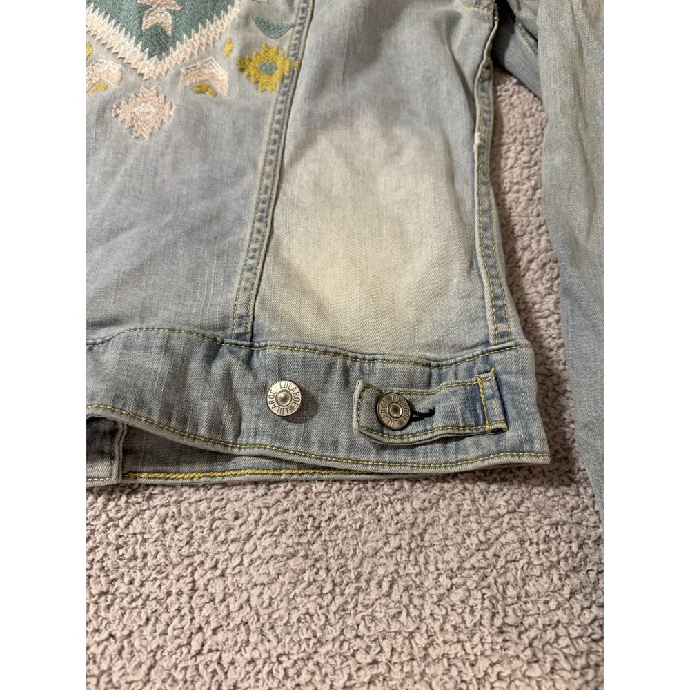 LulaRoe Denim Jacket Women's XS Embroidered Harvey Design Southwestern Aztec - Picture 9 of 11